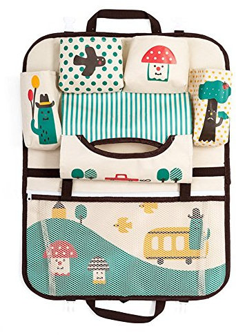 DoMyfit Organiseur de siège de voiture pour accessoires de voyage de bébé et enfants Sac de rangement à suspendre Protection de l’arrière du siège