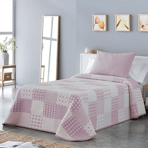 VIALMAN Leichte Tagesdecke Sofia 21 für Einzelbett mit 90 cm Bett | Tagesdecke für 90 cm Bett | Größe Tagesdecke 180 x 270 cm, Rosa