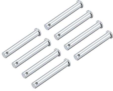sourcing map 8 Stück Steckbolzen Einloch Gabelkopfstifte Gabelbolzen Flachkopf, 10mm X 70mm Splintstift Verzinkung Massiver Stahl Lochbolzen