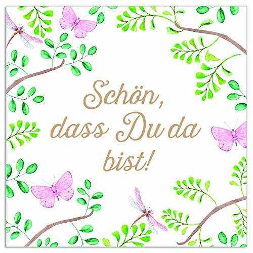 ARTEBENE Serviette Papierserviette Spruch Schön, dass du da bist Tissue | 20 Stück | 3-lagig | Hochwertige Serviette für Feiern, Geburtstage, Kaffee und Kuchen