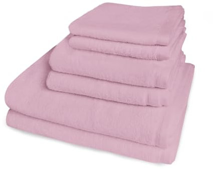 Banzaii 2 Salviette 60 x 40 cm + 2 Asciugamani 60 x 100 cm + 2 Teli Doccia 100 x 150 cm in Morbida Spugna, 100% Cotone di Alta Qualità, Trattamento Super Assorbenza - Rosa