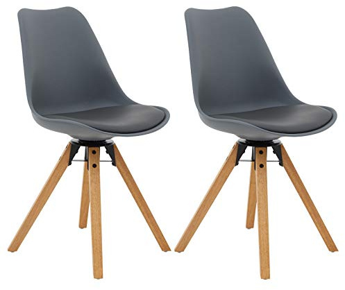 IDIMEX Lot de 2 chaises de Salle à Manger Bolivia pivotantes, Style scandinave Design Nordique avec piètement en Bois Massif, siège Coque rembourré en Plastique Gris