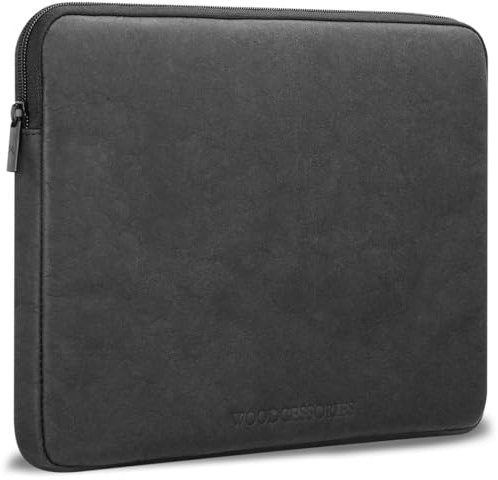 Woodcessories Laptophülle 13 Zoll Rundumschutz | Nachhaltige Laptoptasche wasserabweisend, Notebookhülle schwarz | Stoßfeste Schutzhülle - aus strapazierfähigem Kraftpapier