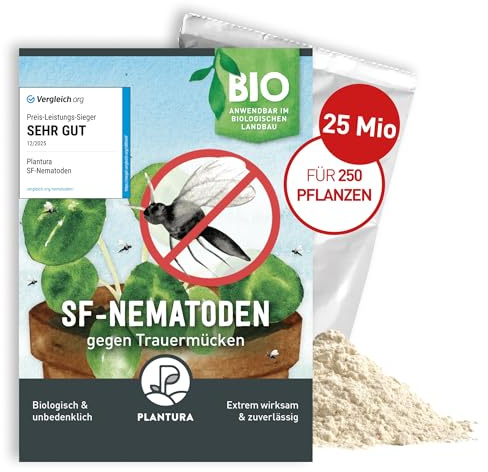 Plantura SF-Nematoden gegen Trauermücken, zum Gießen, hochwirksam & biologisch, Nützlinge aus Deutschland, 25 Mio für 25 m²/ ca. 250 Pflanzen