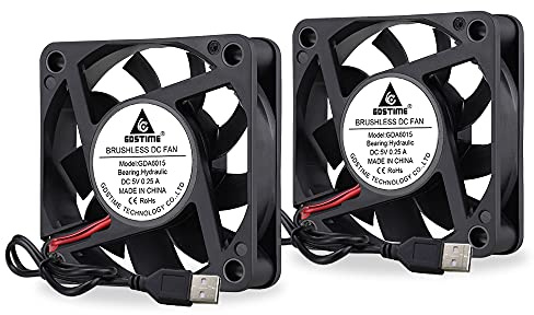 GDSTIME USB 60mm Computer Fan 6015 60mm x 15mm USB Cooling Fan | DC 5V 3500 RPM for 3D Printer Small Appliances Cooling or 60mm Fans Replacement