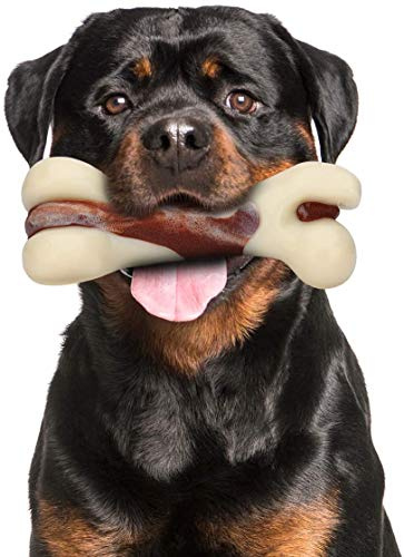 mumba Kauknochen für Hunde, langlebiges Knochenspielzeug für Aggressive Kauer, mit Rindfleischgeschmack, interaktives Spielzeug für kleine/mittlere/große Hunde (L)