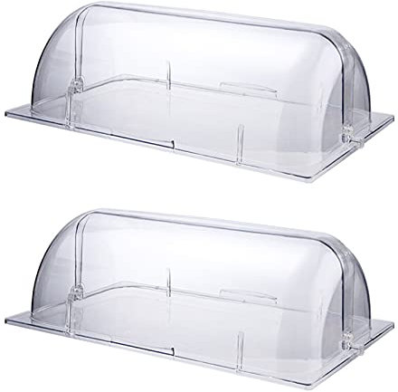 Chafing Dish Cover Confezione Da 2, Dimensione Piena Roll Top Chiaro Plastica Chafer Pan Da Forno Copertura Del Display Pasticcino Torta Merenda Dolce Vetrina Coperchio Antipolvere