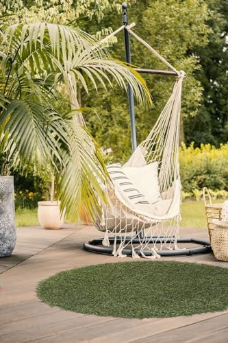 andiamo Kunstrasen rund Sansibar, Outdoor Teppich wetterfest rund für Garten, Terrasse & Balkon, strapazierfähig & pflegeleicht, Ø 75 cm, Grün