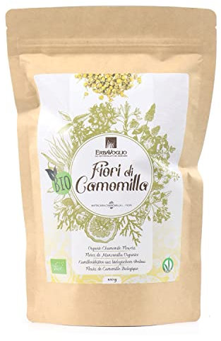 Erbavoglio Fiori di Camomilla Bio - 100 g - Tè e tisane biologico - Infuso dalle proprietà rilassanti e calmanti, ideale per favorire il sonno, la digestione e il benessere generale.