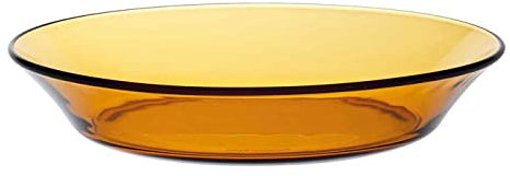 Plato hondo de vidrio ámbar, cuenco apilable, mezclas, cocina, repostería, ensaladas, dimensiones 3,5 x 19,5 cm (altura x diámetro)