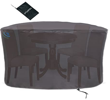 YSUEFIJO 75x140cm Housse Salon de Jardin Rond, Housse pour Table de Jardin Ronde Iimperméable Noir, Housse de Protection Étanche Exterieur 420D Tissu Oxford Anti-poussière Anti-UV