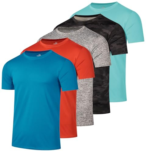 5 Pack Boys' Dry Fit T Shirts Athletic Short Sleeve Tees Kids Teens