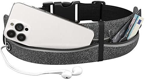 EAZY CASE Laufgürtel Wasserabweisende Hüfttasche passend für alle Smartphones als Jogging Tasche, Sportgürtel mit Reißverschluss, elastischer Gürtel für Fitness, Spazieren und Reisen, Anthrazit