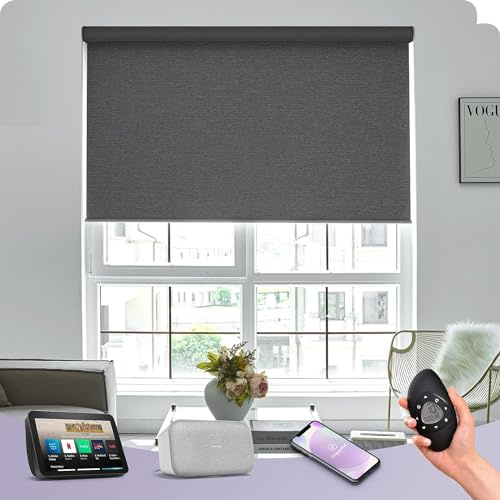 Bespoke Designer Motorised Blinds by Graywind - Luxury Textured Fabric, Premium Smart Electric Blackout with Rechargeable Motor for Alexa & Google, Remote Control, Frequency Nero