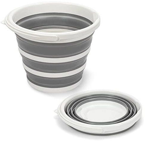 Pantelej Zusammenfaltbarer Silikoneimer 10 Liter inkl. 2 Verstärkungsringe, Wassereimer Langlebiger, kompakter Eimer für Camping Angeln, Wohnmobil, Reisen, Putzeimer, ideal für zu Hause und unterwegs