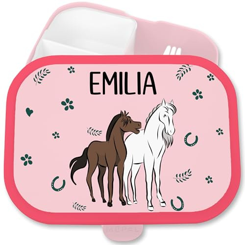 Brotdose Kinder Campus für Mepal - Pferd Pferde Reiten Mädchen - 750 ml - Rosa - schule personalisierte brotdosen pferdemädchen name geschenke einschulung fächern pferdebox horse und vesperbox