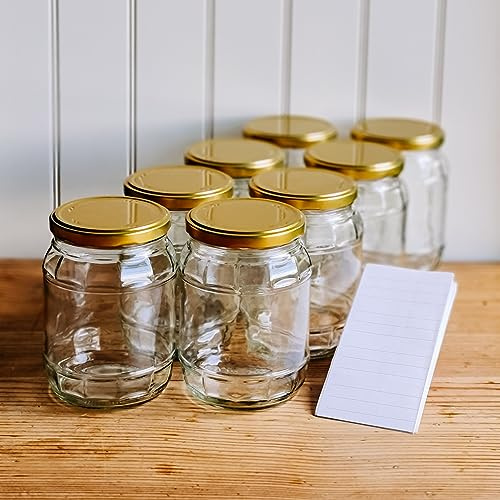 720 ml Einweckgläser mit Etiketten Twistoff Deckel Gold Einmachglas Vorratsgläser Einmachgläser Schraubdeckel (8 Stk.)
