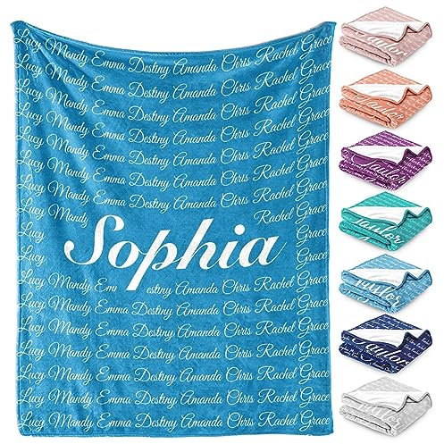 gorm Personalisierbares Wickeltuch, Namens-Pucktuch, Wickelgeschenk, Baby-Wickeltuch, Kinderdecke, personalisiertes Geschenk, Retro-Decke, 180 x 200 cm