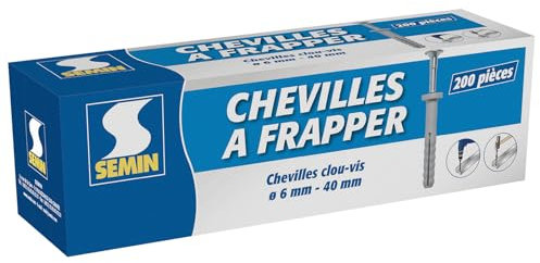 Cheville Clous Vis à Frapper Semin, 6 x 40 mm, Boite de 200