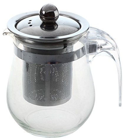 KJKVIVH 350mL Heat- Clear Glass Teapot Stainless Steel Infuser Flower Tea Pot