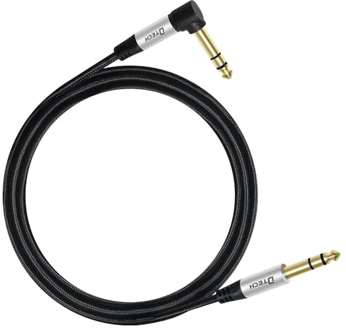 DTECH E-Gitarrenkabel TRS 1/4 Instrumentenkabel (1.5M right angle) | Aux rechtwinkliger symmetrischer Stereo-Klinkenstecker Viertelzoll 6,35 mm
