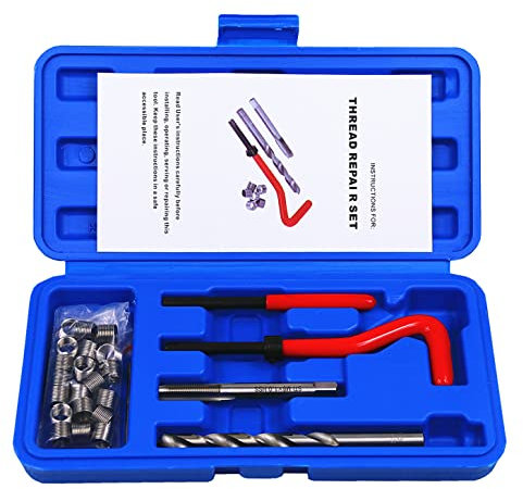 BestsQ 25 Stück Gewindereparatursatz Bohrer Helicoil Repair Kit Kompatibel Handwerkzeug Set für Auto Reparatur Größe:M8X1.0