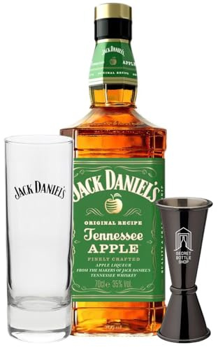 Jack Daniel's Tennessee Whiskey Blended with Apple Liqueur, Branded highball Glass, Cocktail Jigger, 70cl