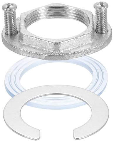 QUARKZMAN Tuerca de Bloqueo Hexagonal con Rosca Hembra de 1-1/4 (31mm) de Acero Inoxidable 304 con Junta para Lavabo de Baño (Tamaño Total: 54x43mm)