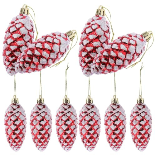 MAGICLULU 10 Pièces Ornement De Pomme De Pin Scintillant Pomme De Pin Scintillante De Noël Boules De Noël Suspendues Pommes De Artificielles Décor d'arbre De Noël Cônes Plastique Rouge