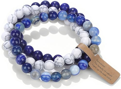 SAIBANGZI Edelstein Naturstein Armband 8MM Perlenarmband Heilsteine Armband Schmuck Geschenk für Damen oder Herren An Geburtstag,für Mama Geschenk Muttertag