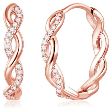 Loutade Creolen Silber Damen Ohrringe, 925 Sterling Silber Twisted Creolen, Hypoallergen 20mm Leichte Silber Huggie-Ohrringe, Klein Schlafen Knorpel Kreolen Rose Gold Geschenk zum Weihnachten