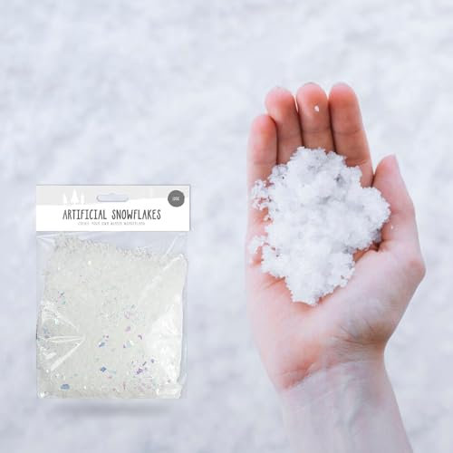 ALYAR Neve finta decorazione natalizia per feste, bianco neve artificiale, neve invernale, neve finta, albero di Natale, fiocchi di neve in plastica, decorazione da tavolo (confezione da 100 g)