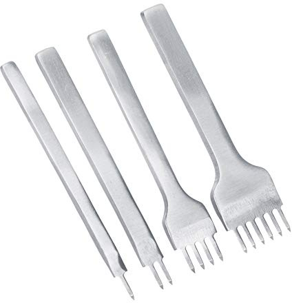 Perforadora de Cuero de 2 Puntas, 4 Piezas Herramienta de Artesanía de Cuero Perforadoras 1+2+4+6 Herramienta de Perforación de Puntas de Cuero para Artesanía de Cuero 3 Mm,