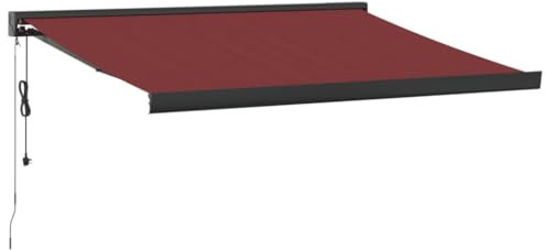 vidaXL Gelenkarmmarkise, Markise Ausziehbar Automatisch, Sonnenmarkise für Terrasse Balkon, Sonnenschutz Balkonmarkise Terrassenmarkise, Burgunderrot 350x250cm