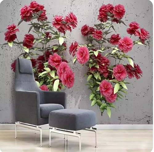 vsdhlsidgl Tapete Wandfliesen Rosa Rose Wandbilder Wohnzimmer Schlafzimmer TV Hintergrund Wohnkultur Wandmalerei, 3D, 250x175cm