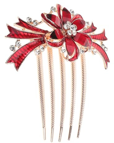 OATIPHO Fünfzahniger Strasskamm Kleid Braut Kopfschmuck Braut Haarspange hochzeit haarschmuck roter haarschmuck Hochzeit Haarspange Haarschmuck für die goldene Hochzeit Zinklegierung