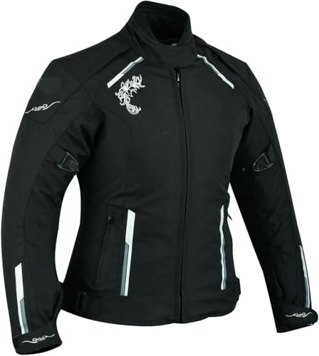 Textil Motorradjacke Damen,Sommerjacke mit Belüftung und Protektoren, Schwarz,Damen Motorrad Roller Textil Jacke,Motorrad Jacke,Damen Jacke (DE/NL/SE/PL, Alphanumerisch, XL, Regular, Regular, BLACK)