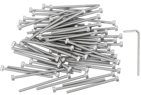 PATIKIL 60 Stück Edelstahl Zylinderschrauben mit Innensechskant Schrauben M3 x 45mm, Vollgewinde Zylinderkopfschrauben Set mit Sechskantschlüssel für Auto Maschine Möbel Schrank, Silber