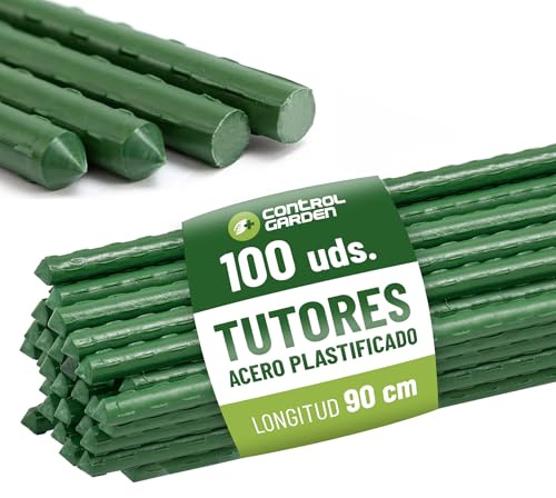 CONTROL GARDEN Pack med 100 st. växtodlar i plaststål 90 cm Ø 8–9 mm, växande stavar, växter, växtstöd, lämpligt för inomhus- och utomhusbruk (100)