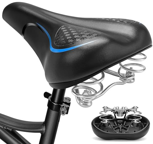 CDYWD Fahrradsattel mit Eingebauter Federung für Herren & Damen, Bequem Weich Ergonomisch Memory Foam Fahrradsitz, Fahrradsättel für Rennrad, MTB, Tourenrad, Gravel Bike, Cityrad, Ebike, Heimtrainer