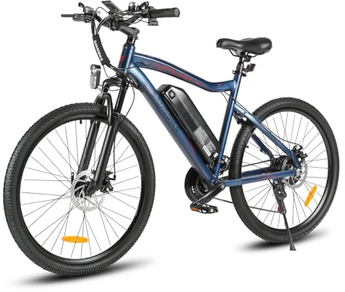 SAMEBIKE Elektrisches Mountainbike für Erwachsene, 250W Motor & 36V 13Ah Abnehmbarer Akku, 25km/h Pendler E-Bike mit Profi 21-Gang Schaltung, Doppelscheibenbremse, Faltbares Design (Blue)