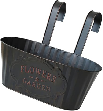 Uqezagpa Vasi da fiori da appendere in metallo per ringhiera recinzione fioriera scatola con ganci staccabili fori di drenaggio per piante all'aperto balcone fioriera interna esterna