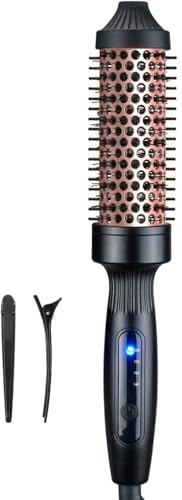 38mm Thermal Brush, Heated Hot Brush, Thermal Round Iron Smooth Shine Volumize Comb, Heated Curling Iron Create Natural Curls, UK Plug Dual Voltage, Rose Black