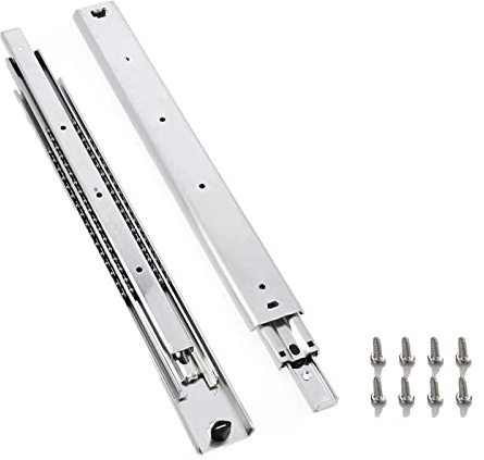 Guide per cassetti ad estensione completa, resistenti, in acciaio inox, con cuscinetti a sfera in acciaio inox, 500 mm/1000 mm/1200 mm, con paraurti in gomma e viti, capacità di carico 120 kg