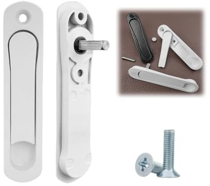 Poignee Fenetre Poignée de fenêtre dissimulée en alliage zinc blanc/noir, accessoires quincaillerie for fenêtres, poignée d'écran avec vis acier inoxydable (Blanc)