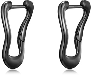 PHNIBIRD Black Minimalist Creole 925 sterling silver unisex örhängen för herr dam