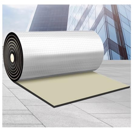 Auto-adhésive Réfléchissant Rouleau D'isolation Thermique en Mousse D'aluminium，Isolation ignifuge Imperméable，Anti-bruit Tapis D'Isolation Acoustique.(1*2m/3.2*6.6ft,10MM(THK))