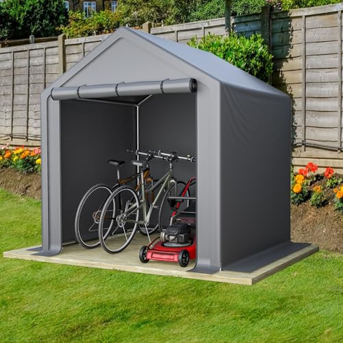 Zeltgarage 190x170x200cm, Geräteschuppen Winterfest, UV-Schutz Fahrradgarage, Lagerzelt Garagenzelt, mit Roll-up-Fenster, Robuster Stahlrahmen, Ideal für Fahrräder/Gartenmöbel, Grau