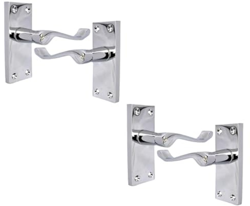 Haven Heritage® Victorian Scroll Door Handle Latch Sets – 2 Pairs Bright Chrome Plated | 118mm x 42mm Backplate | Internal Lever Handles with Spindle & Screws Included