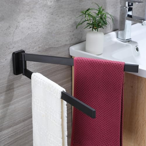 ZUNTO Handtuchhalter Wand, 2-armig 180° Schwenkbar, Bohrmontage, Doppelt